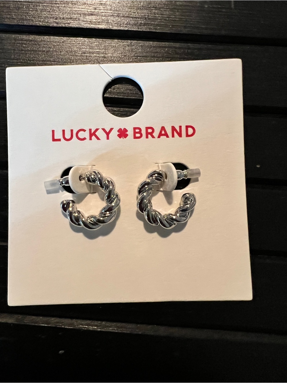 Lucky Brand Silver Twisted Hoop Earrings